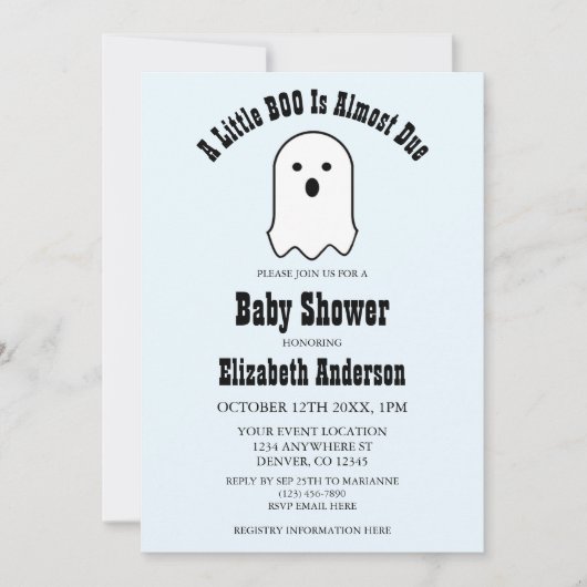Little BOO On Way Halloween Ghost Baby shower Kaart (Voorkant)