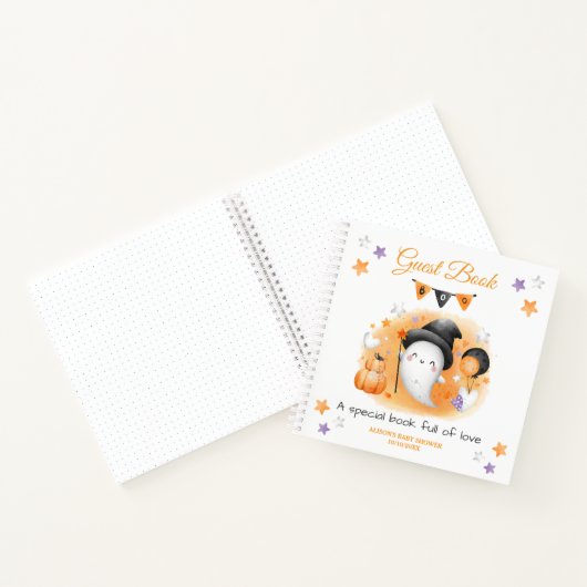 Little Boo Oranje Baby shower Gastenboek Notitieboek (Binnen)