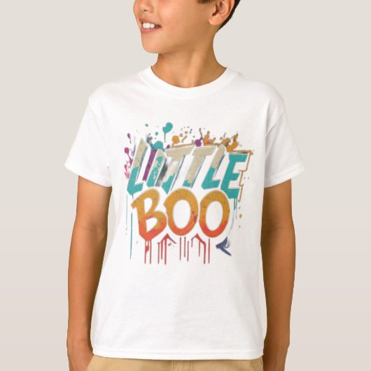 Little Boo Oranje Black Halloween Family Matching T-shirt (Voorkant)