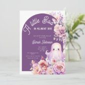 Little Boo Paarse Halloween Baby Meisje Douche Kaart (Staand voorkant)