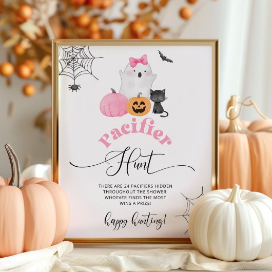 Little boo Pacifier hunt baby shower spel Poster