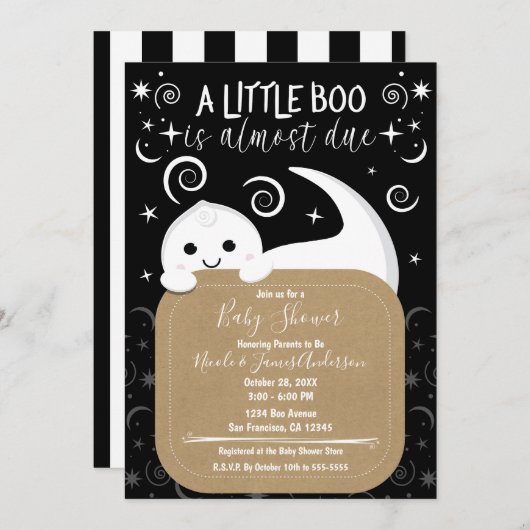 Little Boo Peeking Ghost Halloween Baby shower Kaart (Voorkant / Achterkant)