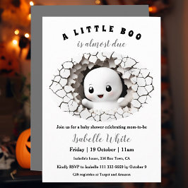 Little Boo Peeking Halloween Baby shower Kaart