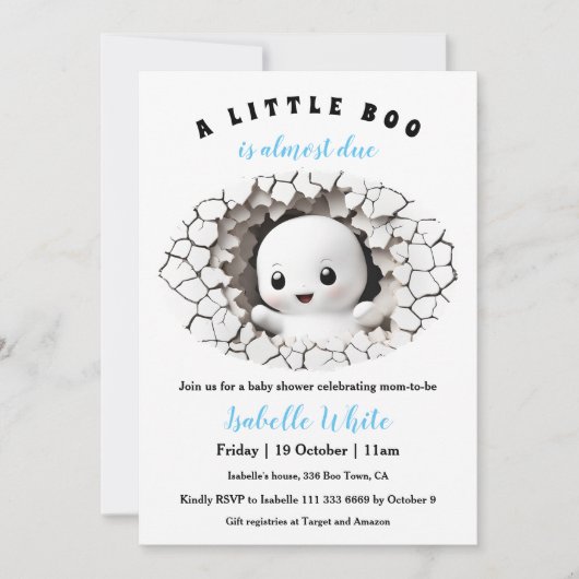 Little Boo Peeking Halloween Boy Baby shower Kaart (Voorkant)