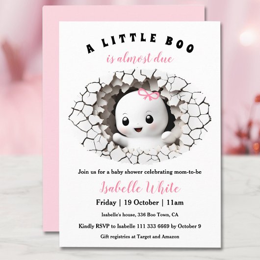 Little Boo Peeking Halloween Meisje Baby shower Kaart