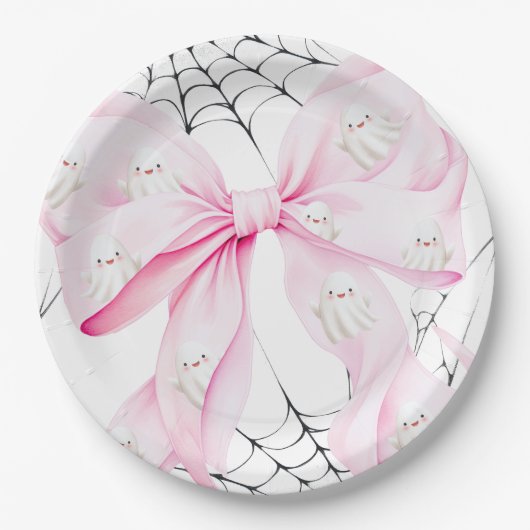 Little Boo PINK Bow Baby shower Papieren Bordje (Voorkant)