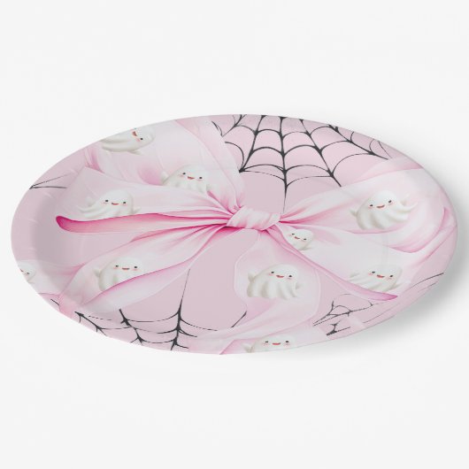 Little Boo PINK Bow Baby shower Papieren Bordje (Gekanteld)