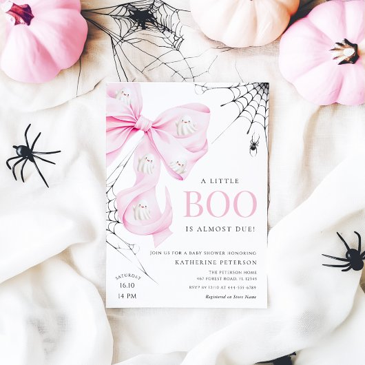 Little Boo PINK Bow Baby shower Uitnodiging