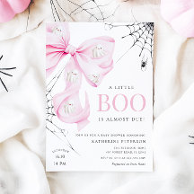 Little Boo PINK Bow Baby shower Uitnodiging