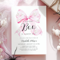 Little Boo PINK Bow Baby shower Uitnodiging