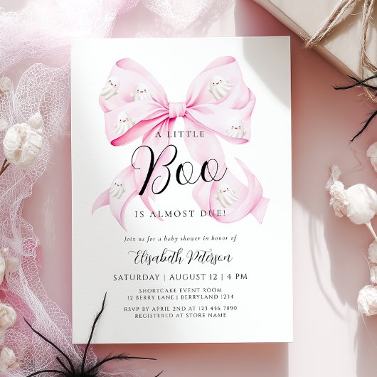 Little Boo PINK Bow Baby shower Uitnodiging