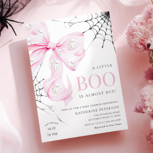 Little Boo PINK Bow Baby shower Uitnodiging