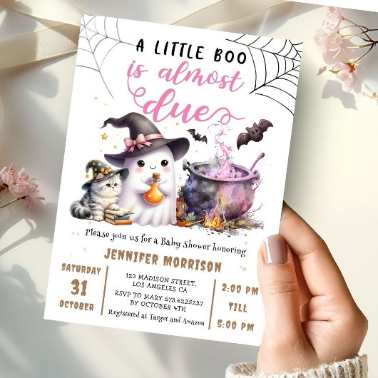 Little Boo Pink Brewing Halloween Baby shower Kaart