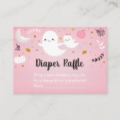 Little Boo Pink Ghost Baby shower Diaper Raffle Informatiekaartje (Voorkant)