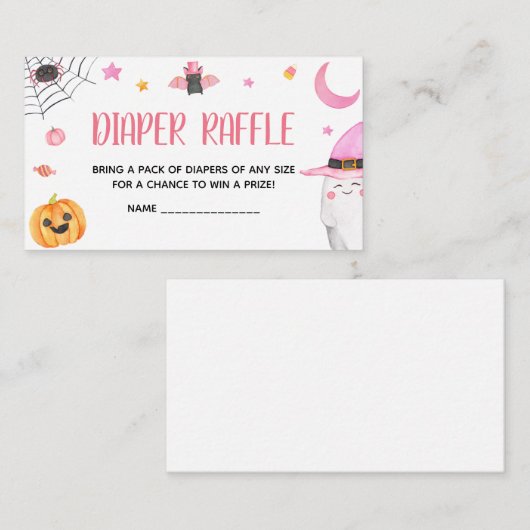 Little Boo Pink Ghost Baby shower Luier Raffle Informatiekaartje (Voorkant / Achterkant)