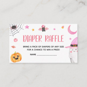 Little Boo Pink Ghost Baby shower Luier Raffle Informatiekaartje
