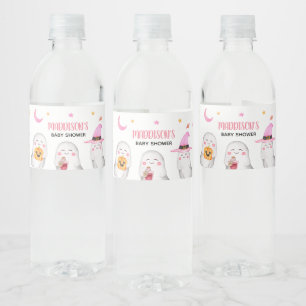 Little Boo Pink Ghost-Baby shower Waterfles Etiket
