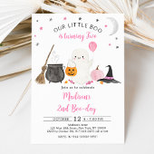 Little Boo Pink Ghost Halloween 2e Verjaardag Kaart