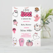 Little Boo Pink Ghost Halloween Baby shower Kaart (Staand voorkant)