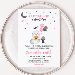 Little Boo Pink Ghost Halloween Baby shower Kaart