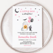 Little Boo Pink Ghost Halloween Baby shower Kaart