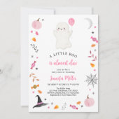 Little Boo Pink Ghost Halloween Baby shower Kaart (Voorkant)
