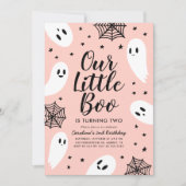 Little Boo Pink Ghost Halloween Verjaardag Kaart (Voorkant)