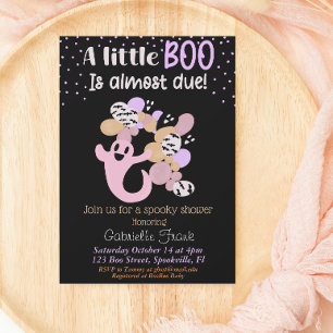 Little Boo Pink Girl Ghost Baby shower Invitation Kaart