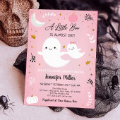 Little Boo Pink Gold Ghost Pumpkin Baby shower Kaart