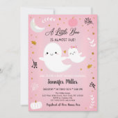 Little Boo Pink Gold Ghost Pumpkin Baby shower Kaart (Voorkant)