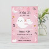 Little Boo Pink Gold Ghost Pumpkin Baby shower Kaart (Staand voorkant)