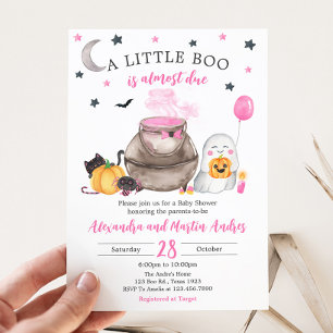 Little Boo Pink Halloween Baby shower Kaart