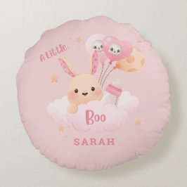 Little Boo Pink Halloween Baby shower Rond Kussen
