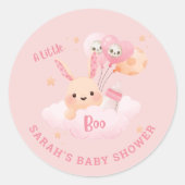 Little Boo Pink Halloween Baby shower Ronde Sticker (Voorkant)