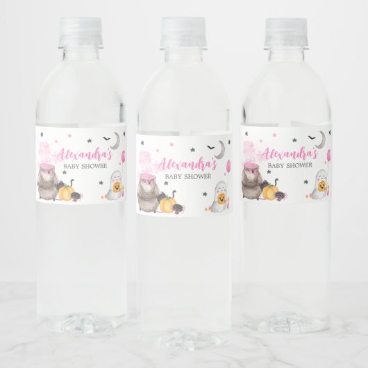 Little Boo Pink Halloween Baby shower Waterfles Etiket (Flessen)