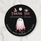 Little Boo Pink Halloween Ghost Baby shower Bedankjes Labels (Achterkant)