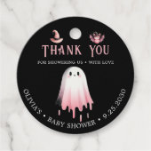 Little Boo Pink Halloween Ghost Baby shower Bedankjes Labels (Voorkant)
