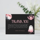 Little Boo Pink Halloween Ghost Baby shower Bedankkaart (Staand voorkant)