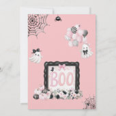 Little Boo Pink Halloween Girl Baby shower Kaart (Achterkant)