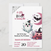 Little Boo Pink Jack Half Moon Ghost 1st Birthday Kaart (Voorkant)