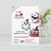 Little Boo Pink Jack Half Moon Ghost 1st Birthday Kaart (Staand voorkant)