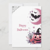 Little Boo Pink Jack Half Moon Ghost 1st Birthday Kaart (Achterkant)