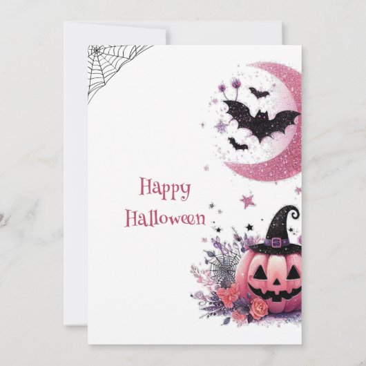 Little Boo Pink Jack Half Moon Ghost 1st Birthday Kaart (Achterkant)