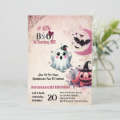 Little Boo Pink Jack Halloween Ghost 1st Birthday Kaart (Staand voorkant)