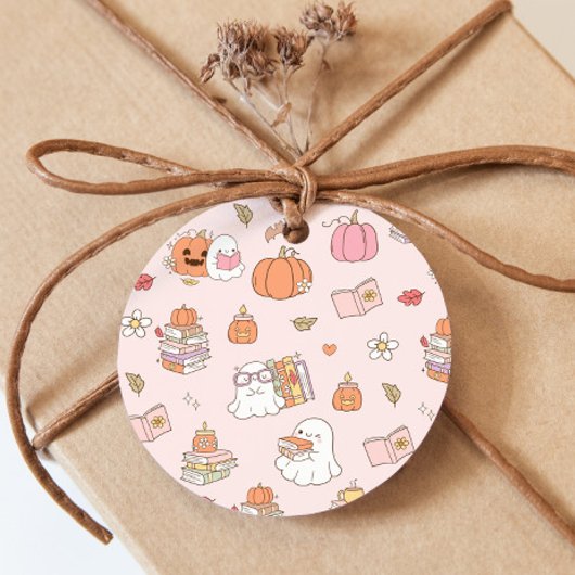 Little Boo Pink Whimsical Books Baby shower Bedankjes Labels