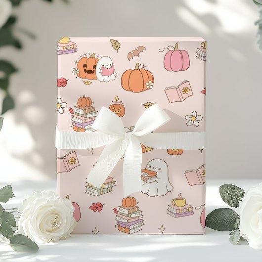 Little Boo Pink Whimsical Books Baby shower Cadeaupapier