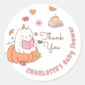 Little Boo Pink Whimsical Books Baby shower Ronde Sticker (Voorkant)