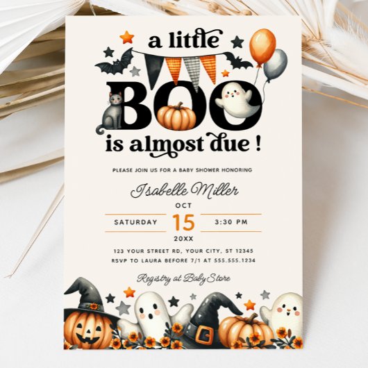 Little Boo Pompoen Halloween Herfst Baby shower Kaart