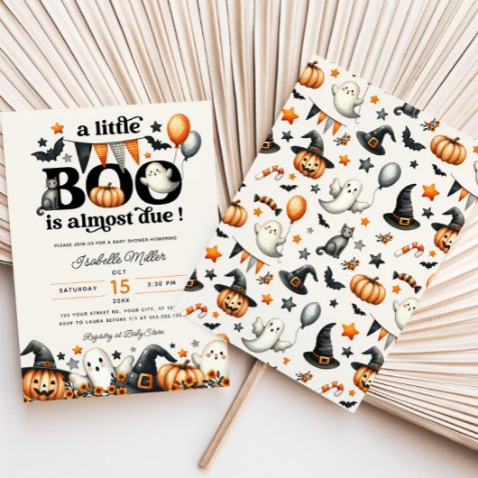 Little Boo Pompoen Halloween Herfst Baby shower Kaart