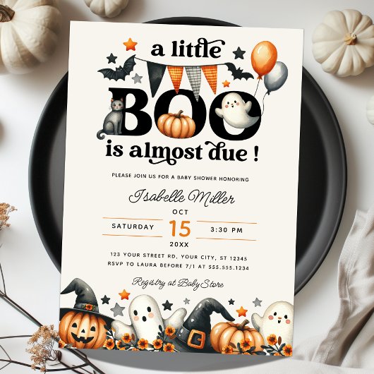 Little Boo Pompoen Halloween Herfst Baby shower Kaart